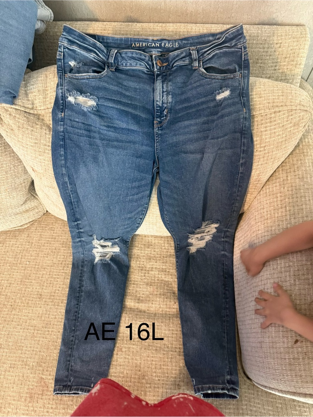 American Eagle Outfitters Women’s Distressed Skinny Jeans - Blue Wash
